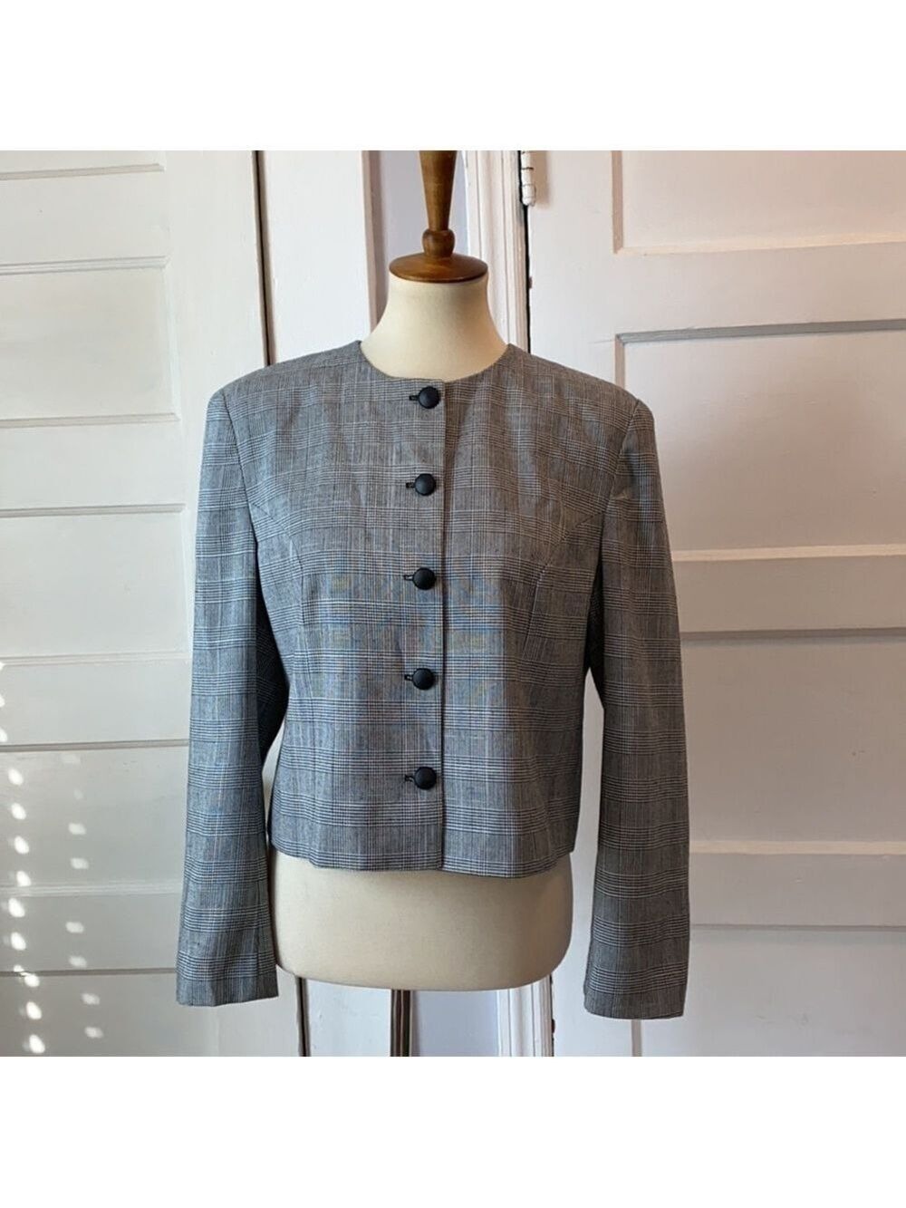 Orvis Black and White Collarless Blazer